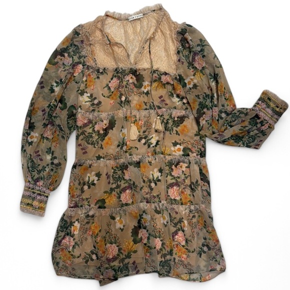Alice and Olivia Floral Sheer Dress with Lace Details (size Medium) - Picture 2 of 10